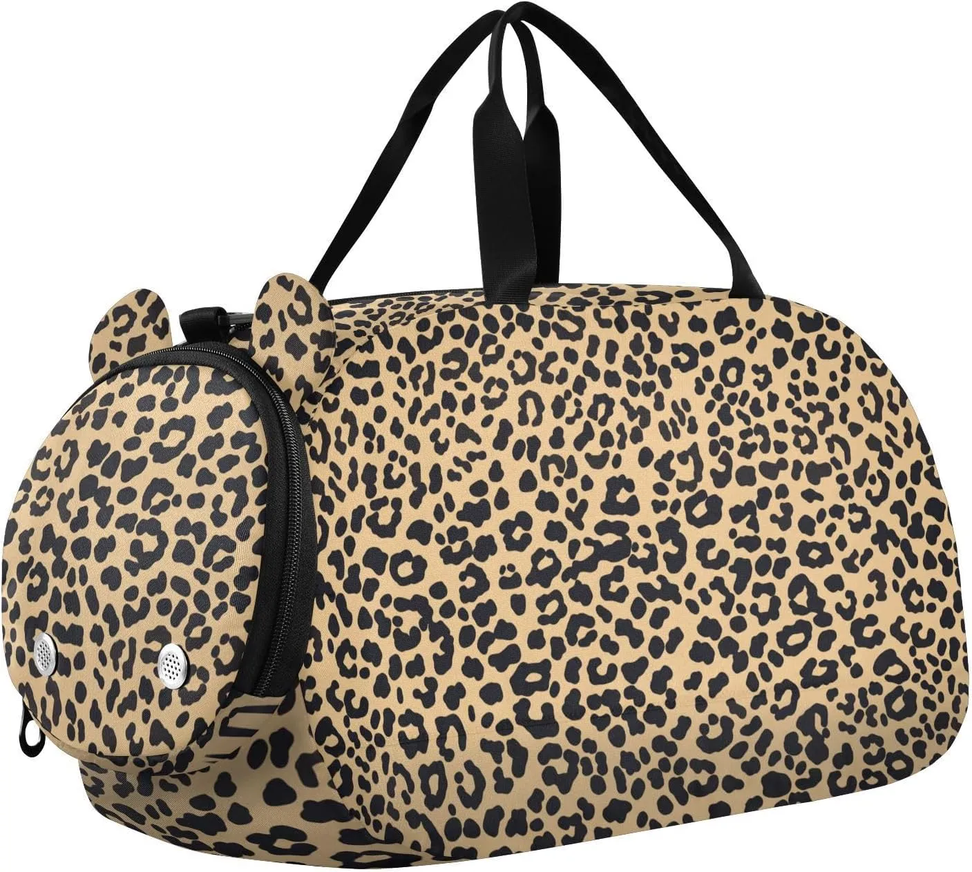 Leopard Print Pattern Background Seamless Repeating Small Black Crossbody Purse with Shoes Compartment Practical Over Shoulder Purse for Go shopping