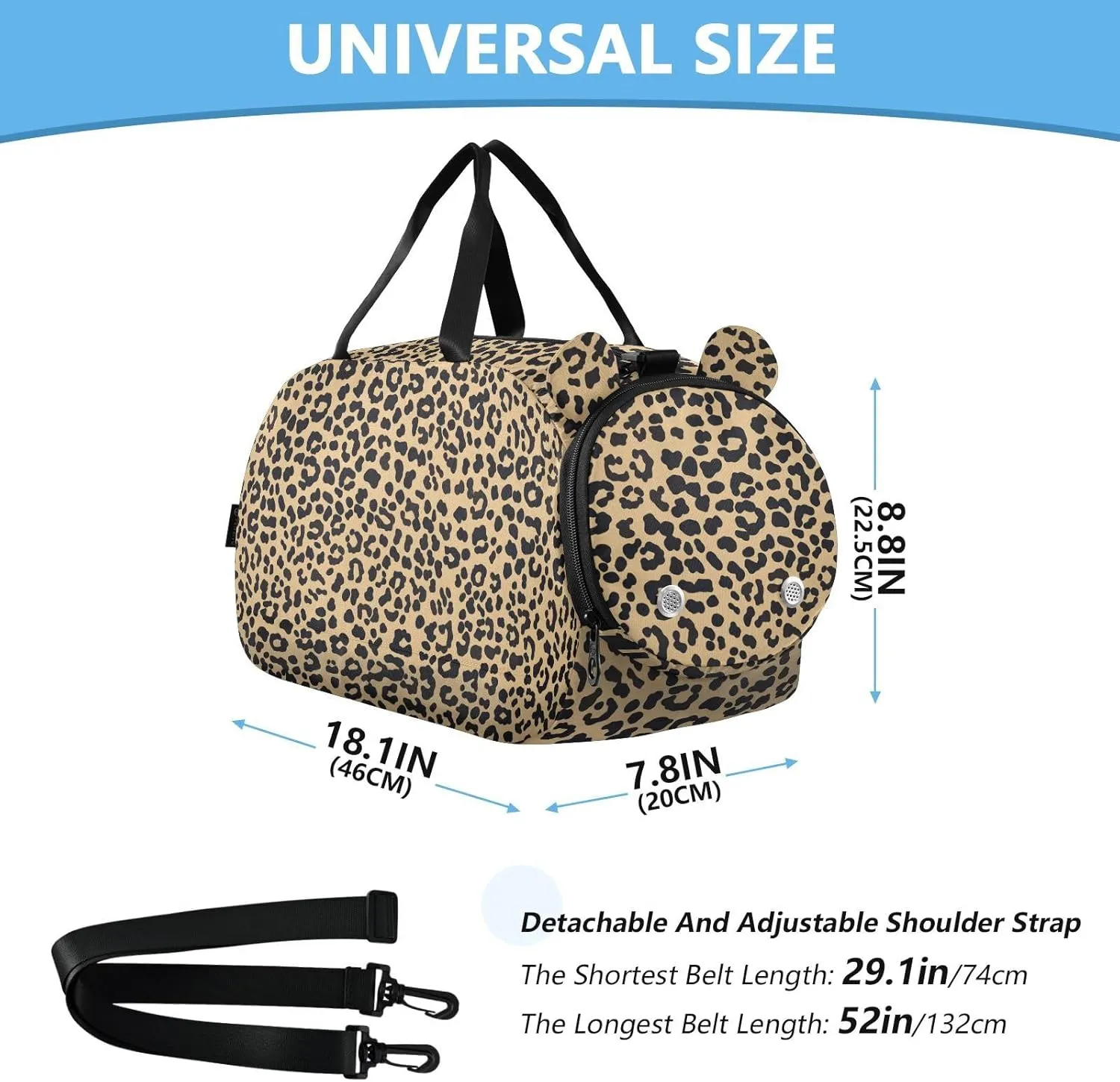 Leopard Print Pattern Background Seamless Repeating Small Black Crossbody Purse with Shoes Compartment Practical Over Shoulder Purse for Go shopping