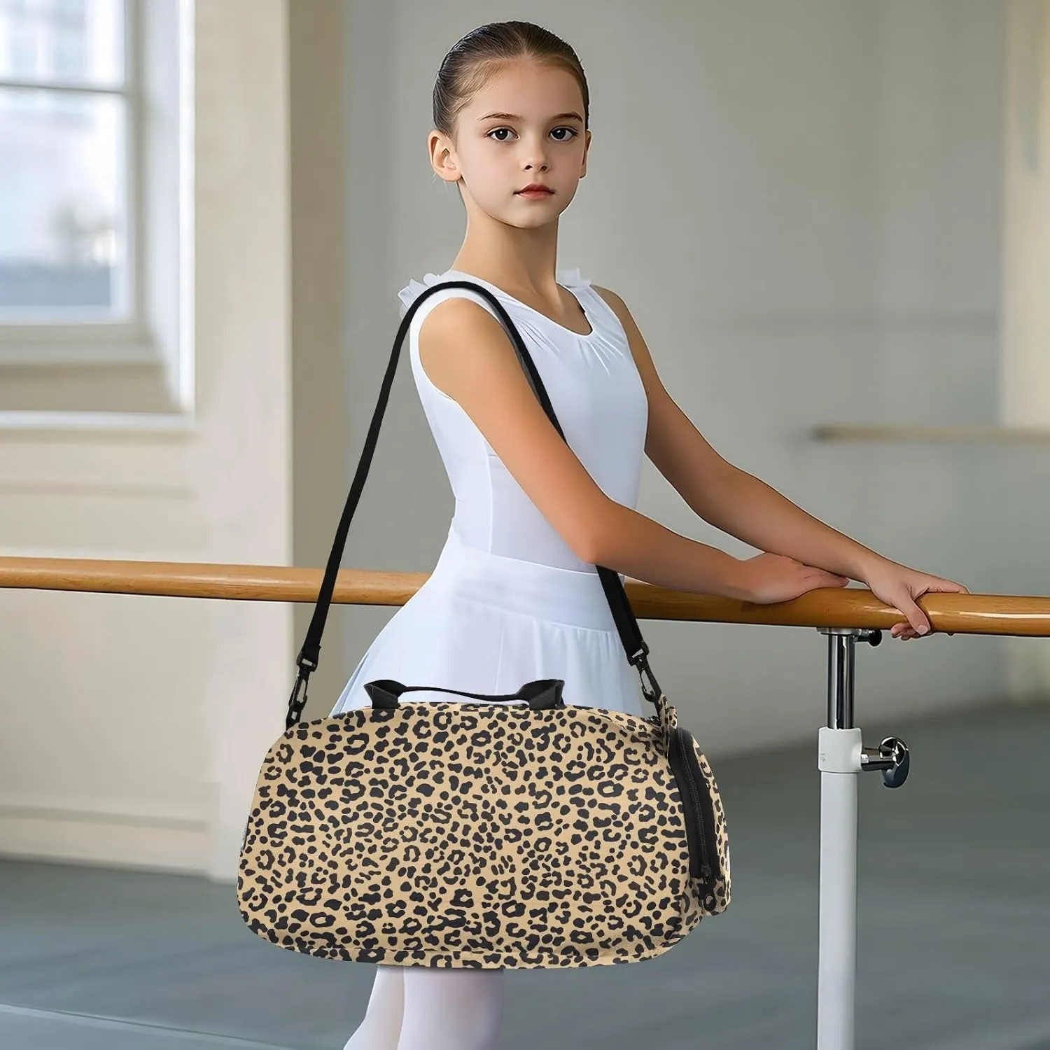 Leopard Print Pattern Background Seamless Repeating Small Black Crossbody Purse with Shoes Compartment Practical Over Shoulder Purse for Go shopping