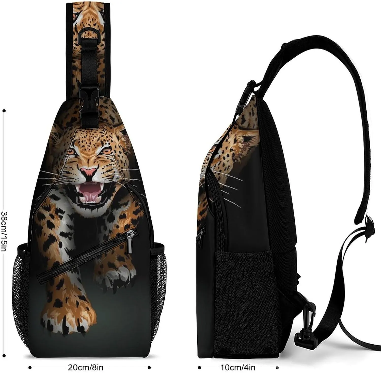 Leopard-print Sling Bag Crossbody Chest Bag Shoulder Bag For Travel Hiking Cycling Camping