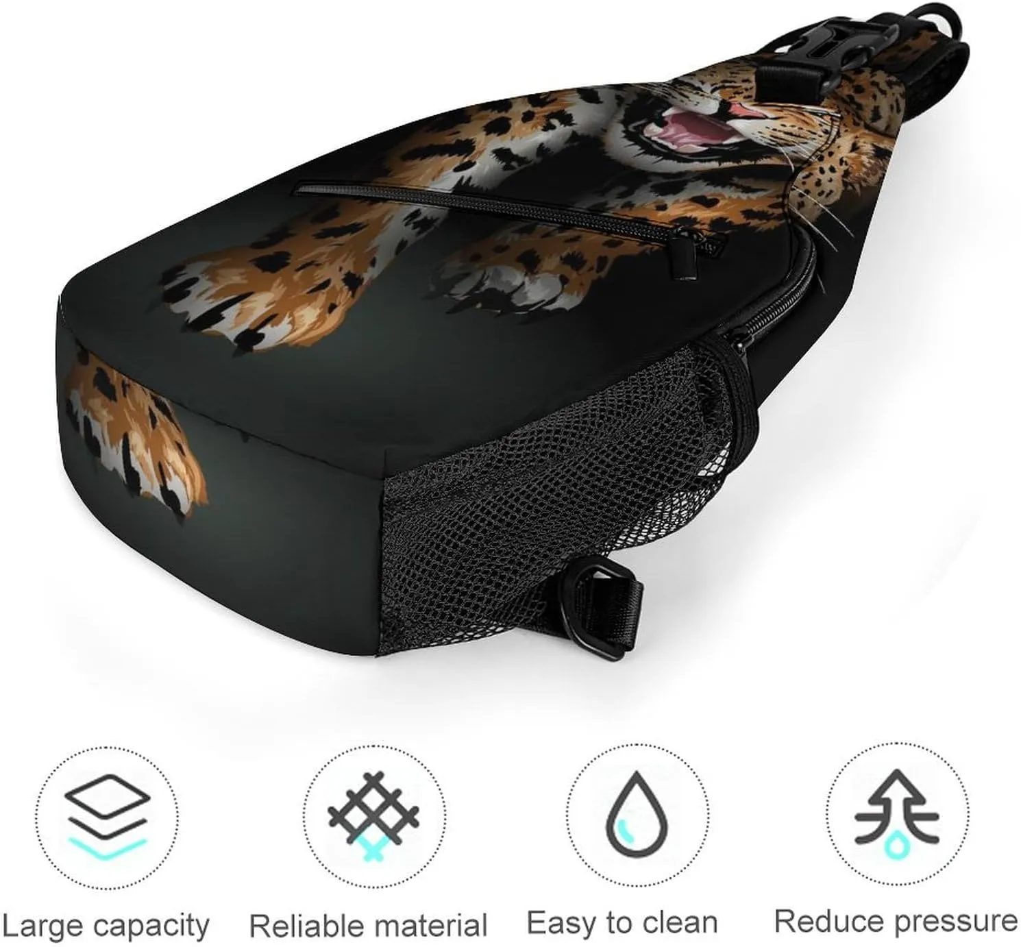 Leopard-print Sling Bag Crossbody Chest Bag Shoulder Bag For Travel Hiking Cycling Camping