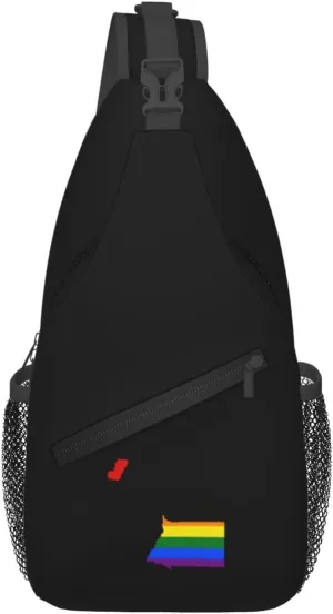 LGBT Flag Map Of Equatorial Guinea Crossbody Bags For Women Men Chest Backpack Gym Shoulder Bag Travel Outdoor Sports Casual Crossbody Bags