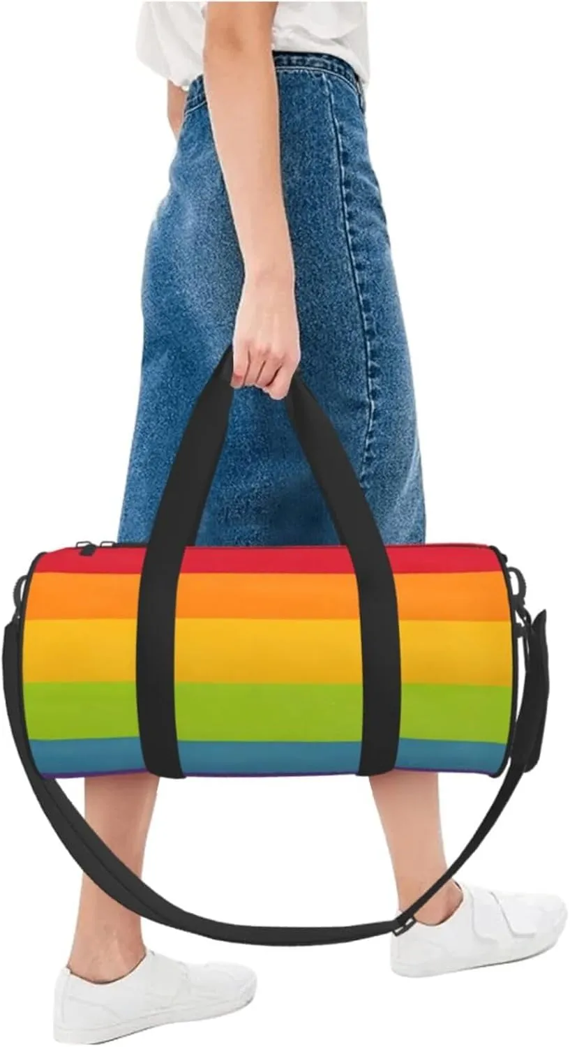 LGBT Pride Rainbow Gay Flag Round Travel Duffel Bag Large Capacity Gym Sports Bags for Hiking Vacation Trips