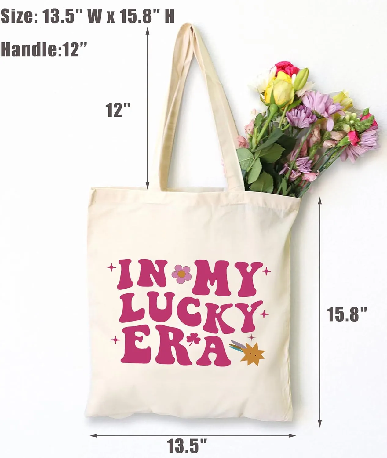 LIBIHUA Birthday Christmas Gift,Lucky Gifts,Luck Charm Shoulder Bag Shopping Tote Bag,Shamrock,Luck Era,Pride Shamrock,St Patricks Day Present,In My Lucky Era