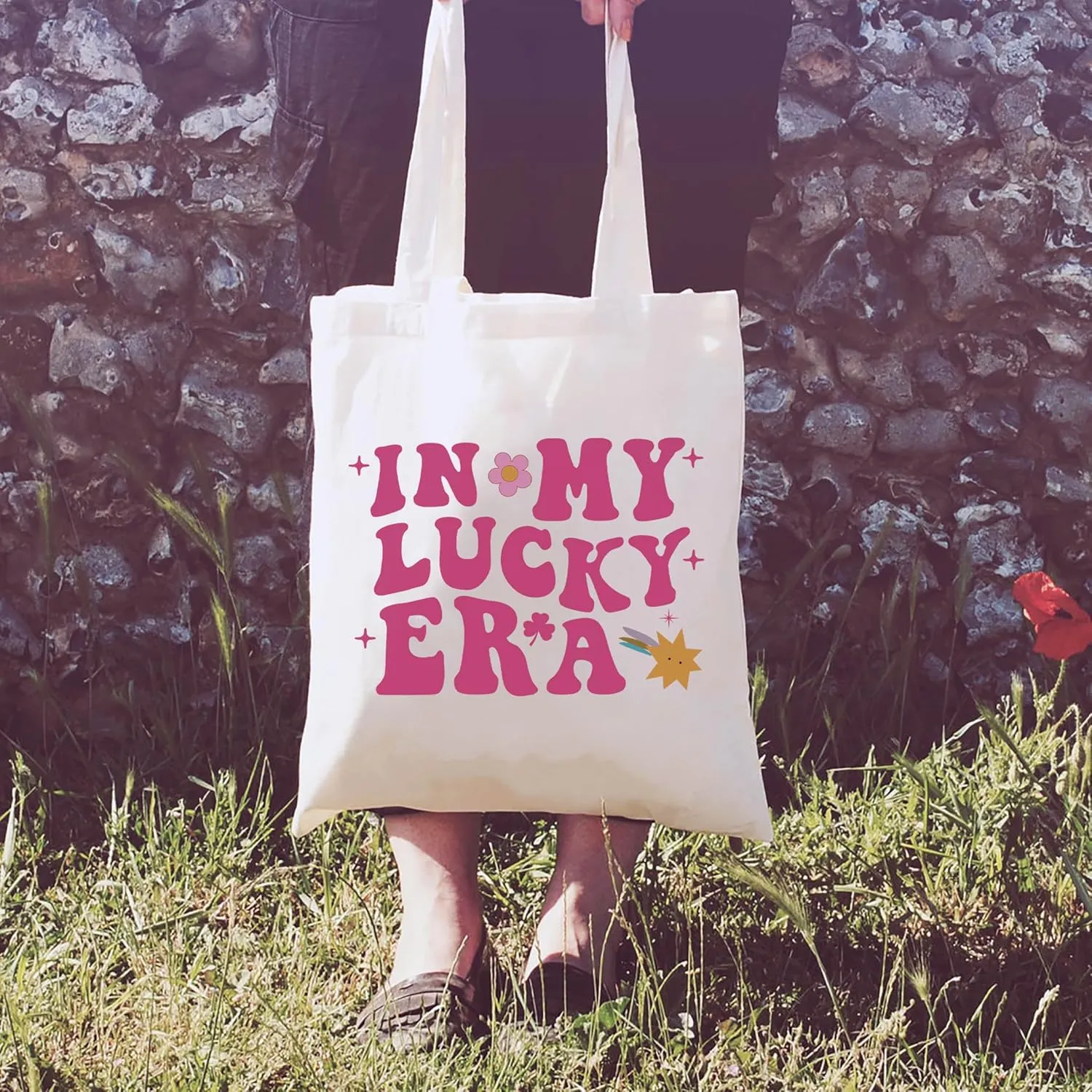 LIBIHUA Birthday Christmas Gift,Lucky Gifts,Luck Charm Shoulder Bag Shopping Tote Bag,Shamrock,Luck Era,Pride Shamrock,St Patricks Day Present,In My Lucky Era