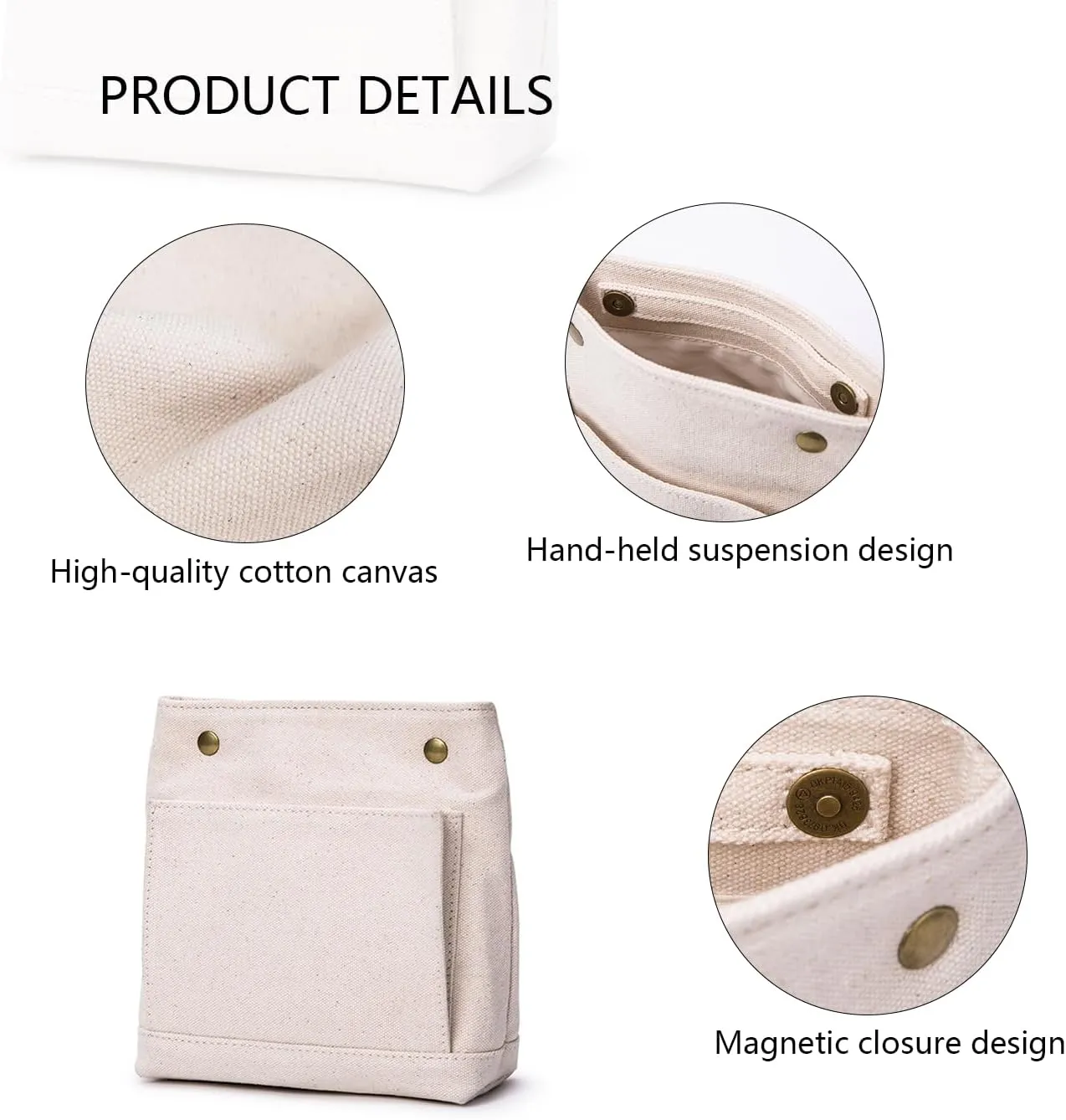Lightweight Handbag Organizers Insert with Multiple Pockets - Handbag Organizer for Storage and Organization, Cosmetic Bag, Cotton Canvas （XS, Beige）