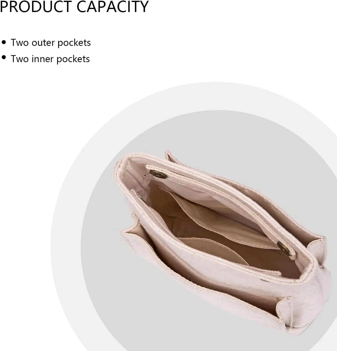 Lightweight Handbag Organizers Insert with Multiple Pockets - Handbag Organizer for Storage and Organization, Cosmetic Bag, Cotton Canvas （XS, Beige）