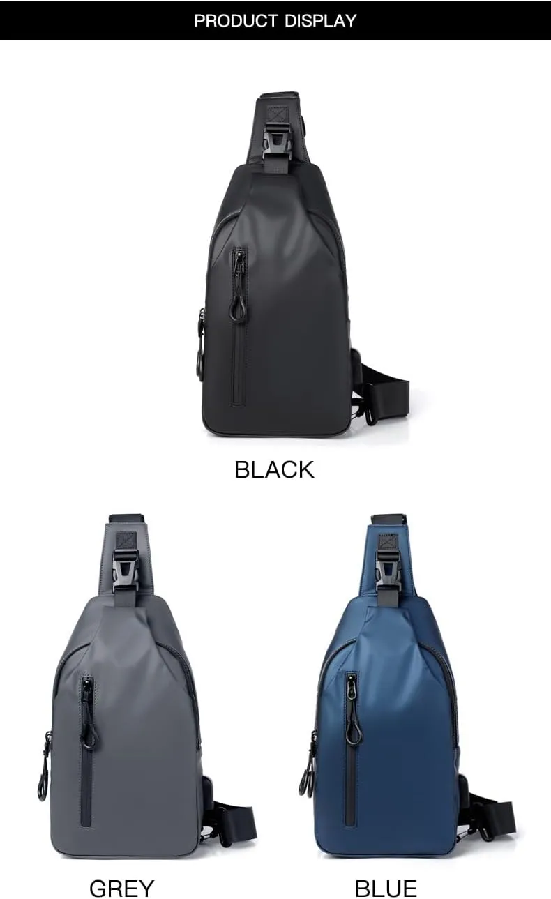 Lightweight Sling Bag Waterproof crossbody Sling Backpack bag Cycling and hiking with USB charging port for Men Women (Blue)