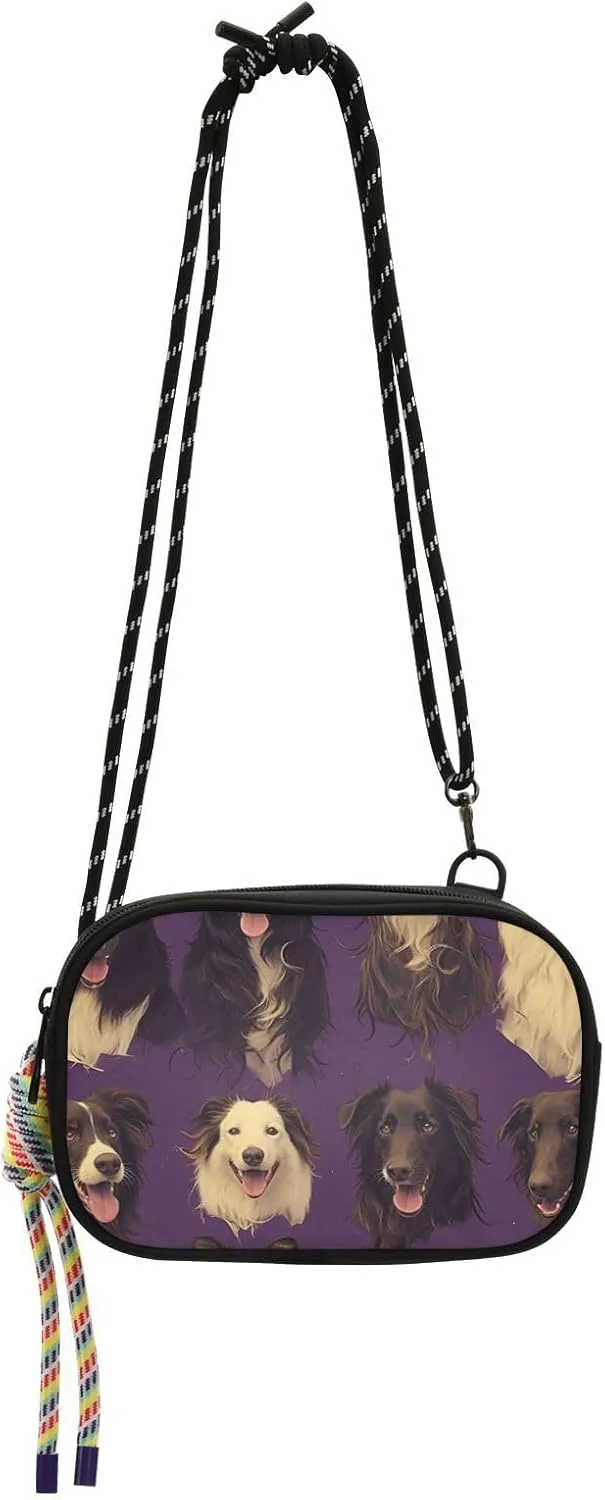 linqin Cute Sheepdog Dogs Purple Mens Crossbody Bags Fashion Shoulder Purse with Adjustable Strap for for Women Hiking