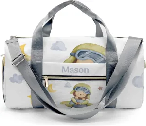 Lion Helicopter Watercolor Personalized Duffel Bag,Custom Travel Gym Bag with Name,Waterproof Sports Overnight Bag with Shoe Compartment & Shoulder Strap