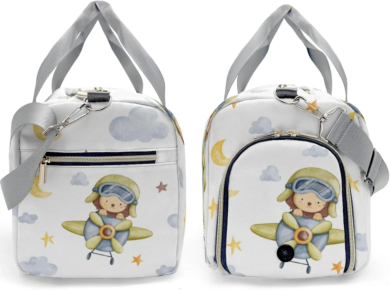 Lion Helicopter Watercolor Personalized Duffel Bag,Custom Travel Gym Bag with Name,Waterproof Sports Overnight Bag with Shoe Compartment & Shoulder Strap