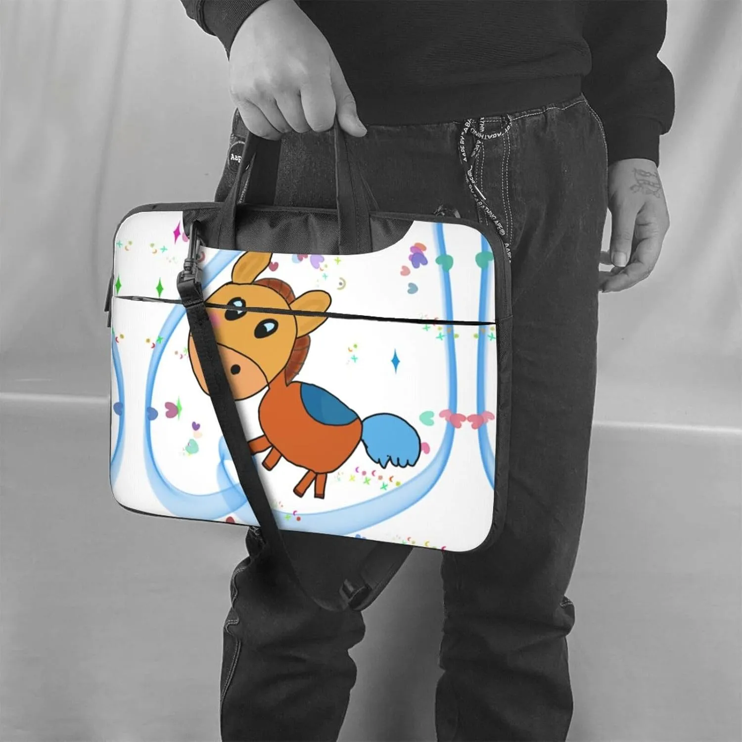 listening mule picture Ultra-thin portable shoulder laptop bag Stylish and Protective Shockproof soft lining