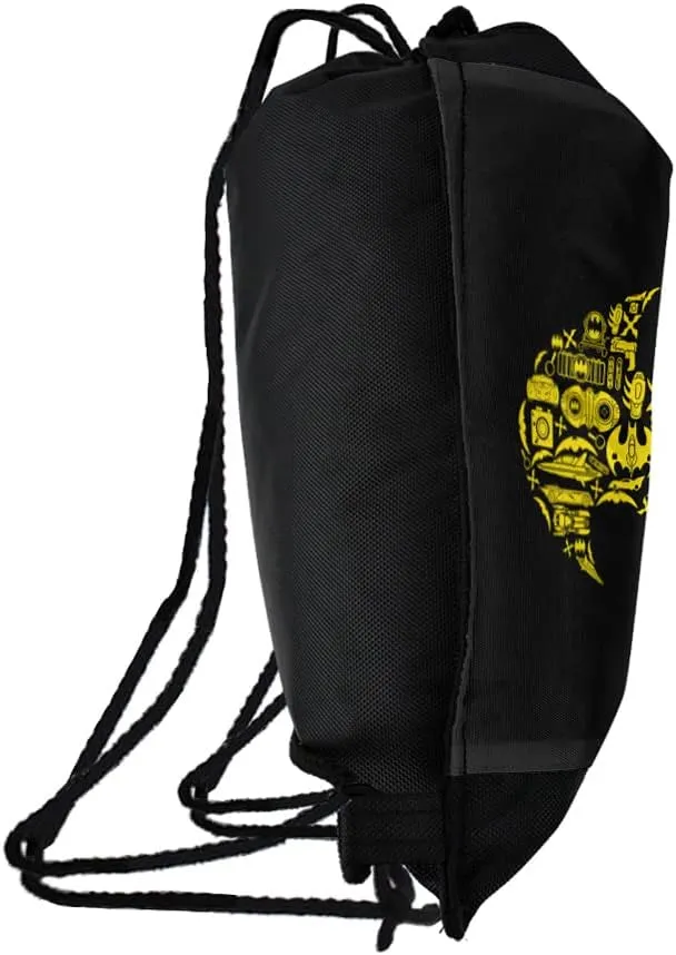 LOGOVISION Batman Batman Icons Logo Drawstring Backpack Sports Bag Sackpack 17" x 13", Perfect for Gym, Yoga or Practice