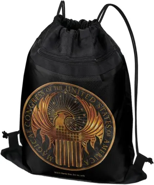 LOGOVISION Fantastic Beasts And Where To Find Them Magical Congress Logo Drawstring Backpack Sports Bag Sackpack 17" x 13", Perfect for Gym, Yoga or Practice