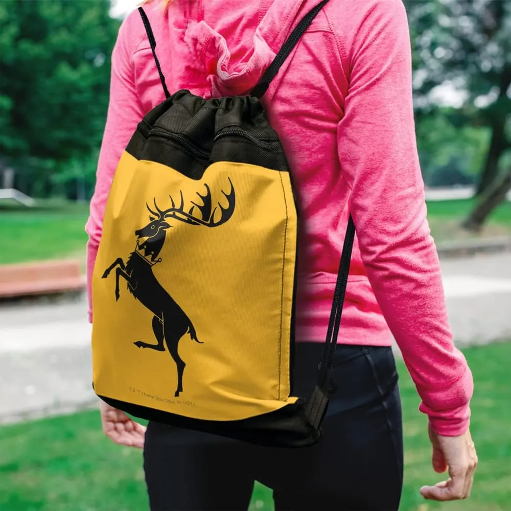 LOGOVISION Game of Thrones Baratheon Sigil Drawstring Backpack Sports Bag Sackpack 17" x 13", Perfect for Gym, Yoga or Practice