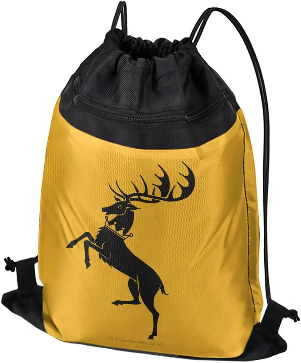 LOGOVISION Game of Thrones Baratheon Sigil Drawstring Backpack Sports Bag Sackpack 17" x 13", Perfect for Gym, Yoga or Practice