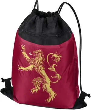 LOGOVISION Game of Thrones Lanister Sigil Drawstring Backpack Sports Bag Sackpack 17" x 13", Perfect for Gym, Yoga or Practice