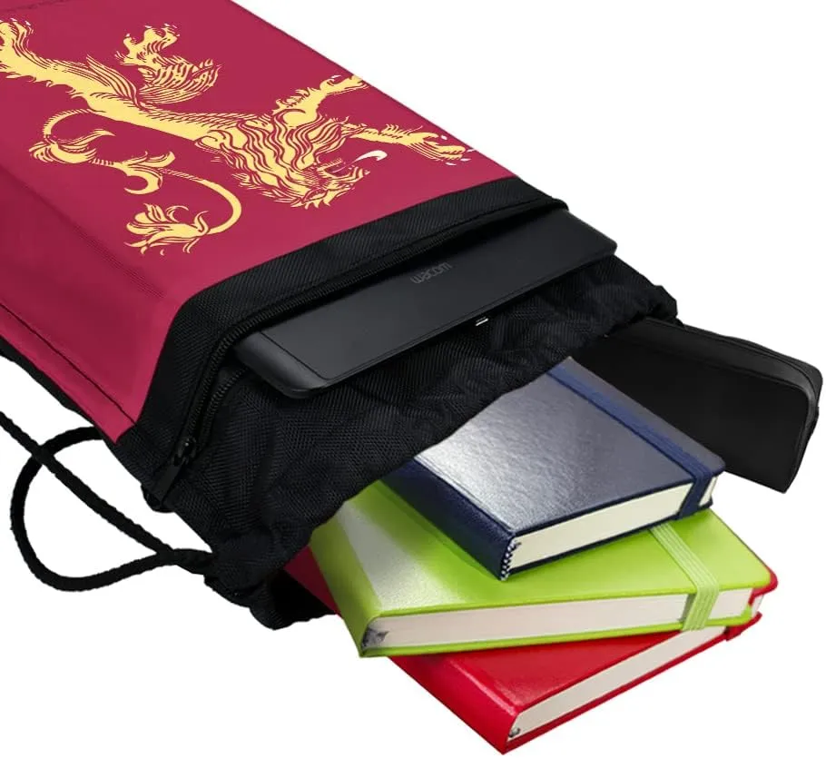LOGOVISION Game of Thrones Lanister Sigil Drawstring Backpack Sports Bag Sackpack 17" x 13", Perfect for Gym, Yoga or Practice