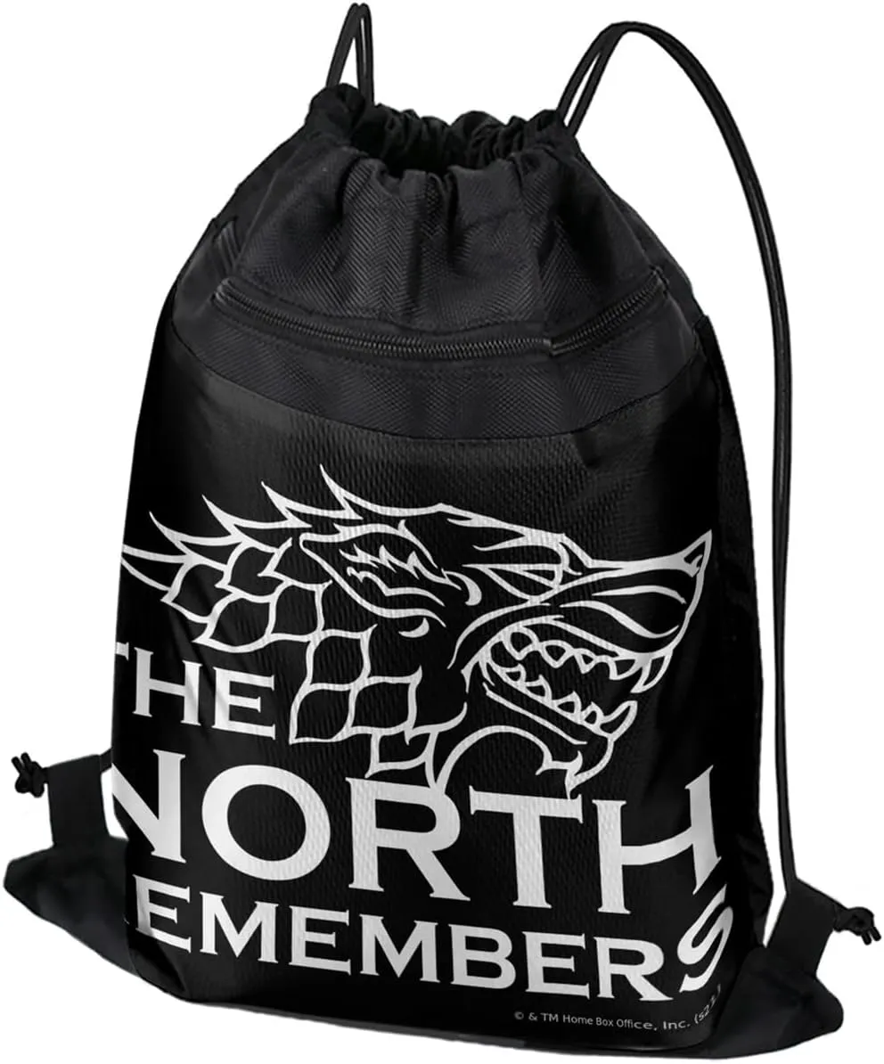LOGOVISION Game of Thrones The North Remembers Drawstring Backpack Sports Bag Sackpack 17" x 13", Perfect for Gym, Yoga or Practice
