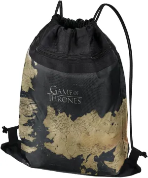 LOGOVISION Game of Thrones Westeros Map Drawstring Backpack Sports Bag Sackpack 17" x 13", Perfect for Gym, Yoga or Practice