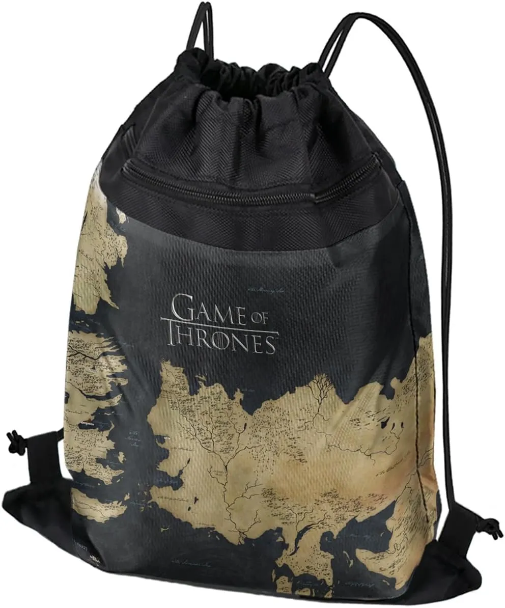 LOGOVISION Game of Thrones Westeros Map Drawstring Backpack Sports Bag Sackpack 17" x 13", Perfect for Gym, Yoga or Practice