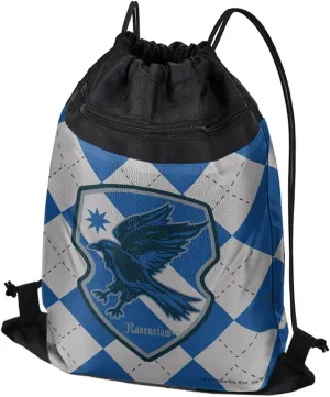 LOGOVISION Harry Potter Ravenclaw Plaid Sigil Drawstring Backpack Sports Bag Sackpack 17" x 13", Perfect for Gym, Yoga or Practice