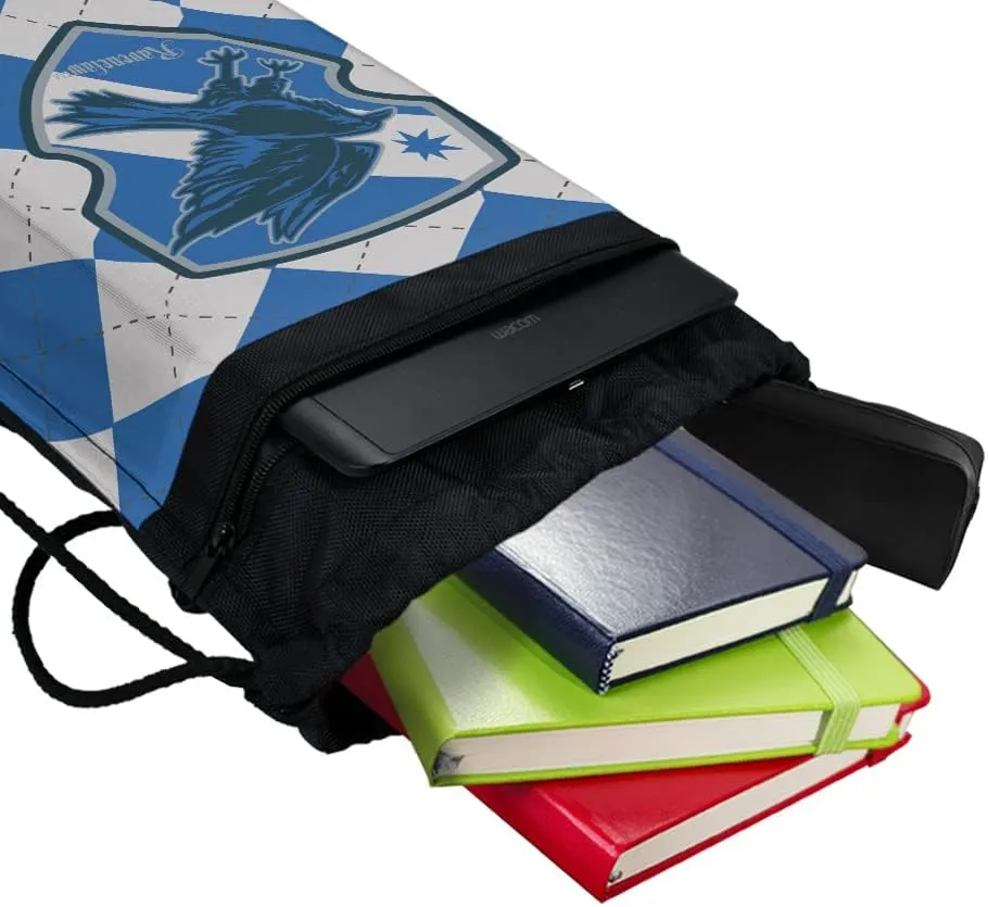 LOGOVISION Harry Potter Ravenclaw Plaid Sigil Drawstring Backpack Sports Bag Sackpack 17" x 13", Perfect for Gym, Yoga or Practice