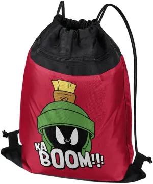 LOGOVISION Looney Tunes Marvin The Martian Kaboom Drawstring Backpack Sports Bag Sackpack 17" x 13", Perfect for Gym, Yoga or Practice