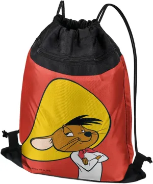LOGOVISION Looney Tunes Speedy Gonzales Drawstring Backpack Sports Bag Sackpack 17" x 13", Perfect for Gym, Yoga or Practice