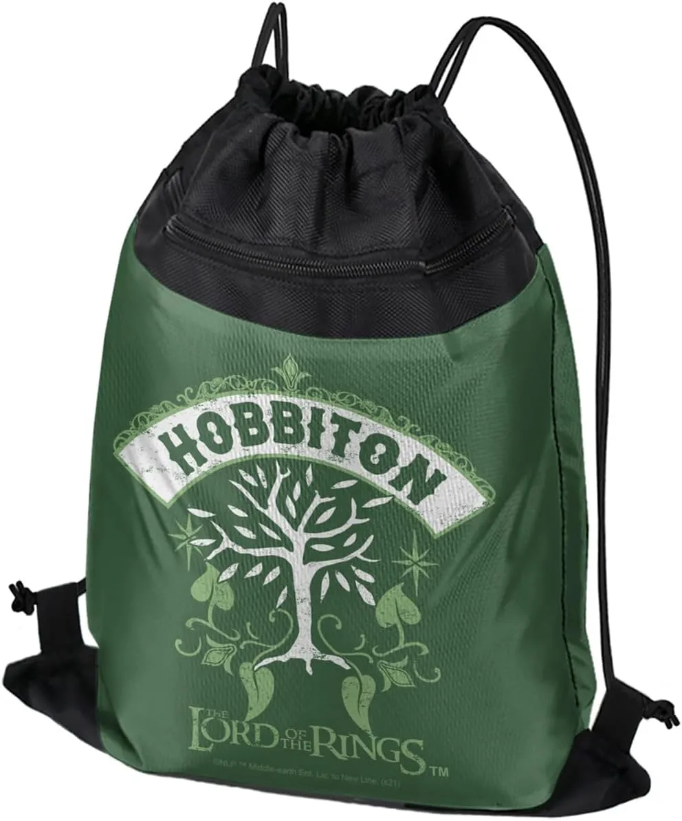 LOGOVISION Lord of The Rings Hobbiton Drawstring Backpack Sports Bag Sackpack 17" x 13", Perfect for Gym, Yoga or Practice