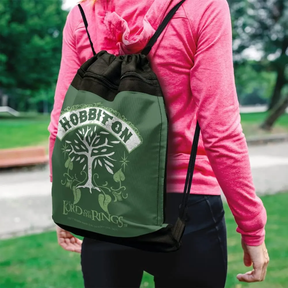 LOGOVISION Lord of The Rings Hobbiton Drawstring Backpack Sports Bag Sackpack 17" x 13", Perfect for Gym, Yoga or Practice