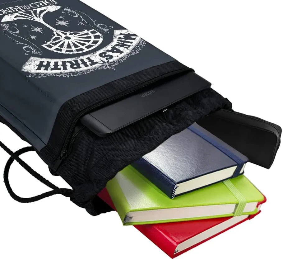 LOGOVISION Lord of The Rings Minas Tirith Drawstring Backpack Sports Bag Sackpack 17" x 13", Perfect for Gym, Yoga or Practice