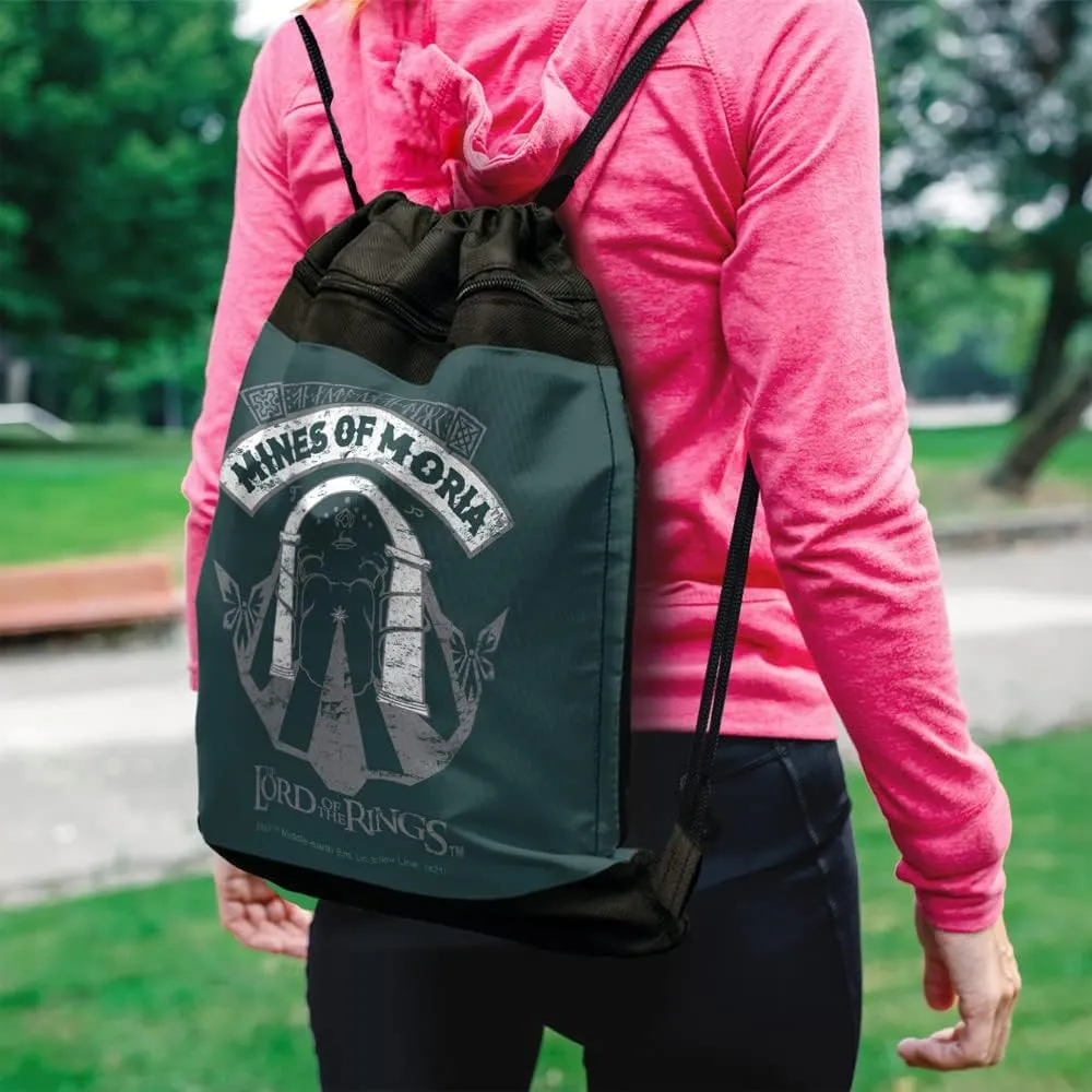 LOGOVISION Lord of The Rings Mines of Moria Drawstring Backpack Sports Bag Sackpack 17" x 13", Perfect for Gym, Yoga or Practice