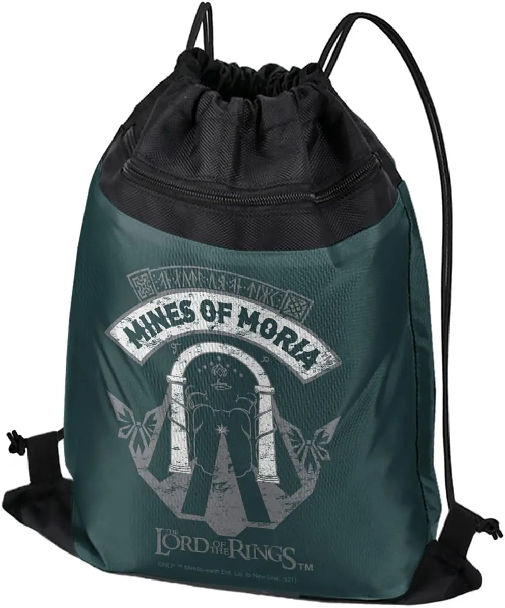 LOGOVISION Lord of The Rings Mines of Moria Drawstring Backpack Sports Bag Sackpack 17" x 13", Perfect for Gym, Yoga or Practice