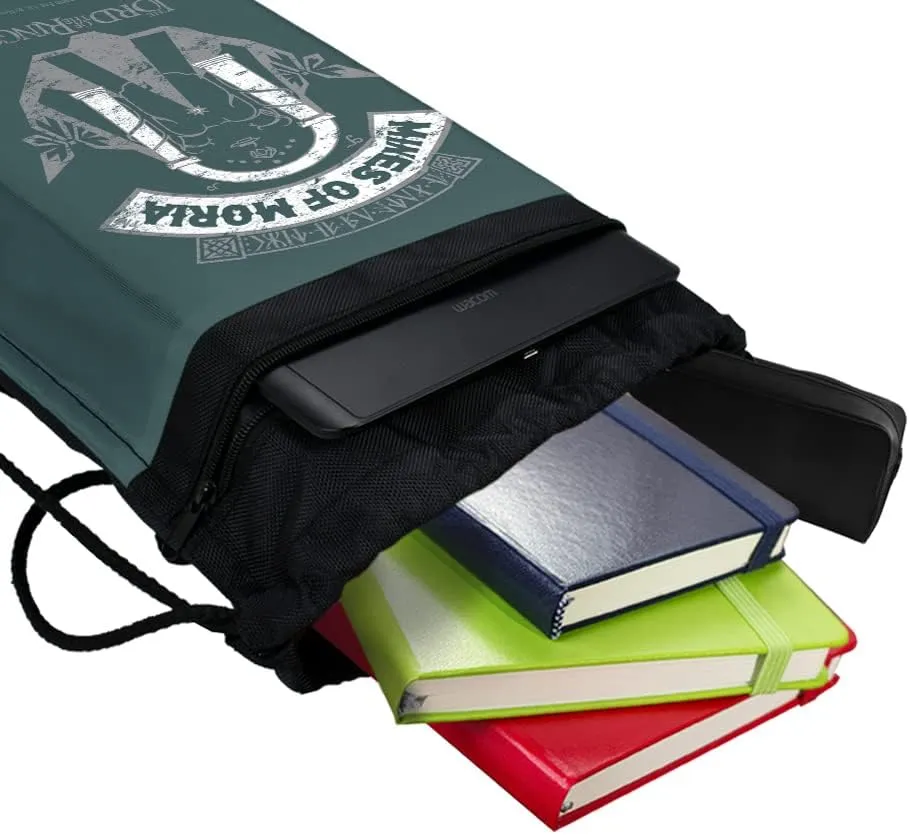 LOGOVISION Lord of The Rings Mines of Moria Drawstring Backpack Sports Bag Sackpack 17" x 13", Perfect for Gym, Yoga or Practice