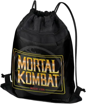 LOGOVISION Mortal Kombat Insert Coin Drawstring Backpack Sports Bag Sackpack 17" x 13", Perfect for Gym, Yoga or Practice
