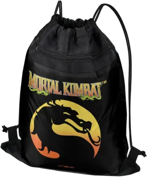 LOGOVISION Mortal Kombat Klassic Logo Drawstring Backpack Sports Bag Sackpack 17" x 13", Perfect for Gym, Yoga or Practice