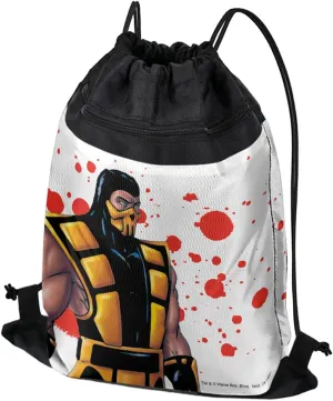 LOGOVISION Mortal Kombat Klassic Scorpion Character Drawstring Backpack Sports Bag Sackpack 17" x 13", Perfect for Gym, Yoga or Practice