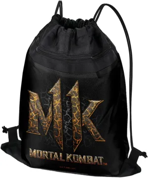 LOGOVISION Mortal Kombat Lava Logo Drawstring Backpack Sports Bag Sackpack 17" x 13", Perfect for Gym, Yoga or Practice