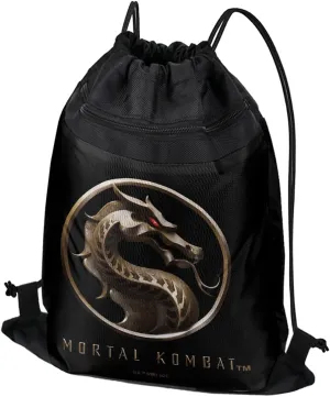 LOGOVISION Mortal Kombat Logo Drawstring Backpack Sports Bag Sackpack 17" x 13", Perfect for Gym, Yoga or Practice