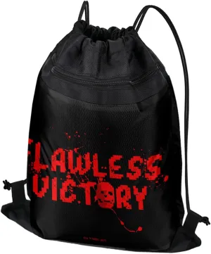 LOGOVISION Mortal Kombat, MK Flawless Victory Splatter Drawstring Backpack Sports Bag Sackpack 17" x 13", Perfect for Gym, Yoga or Practice