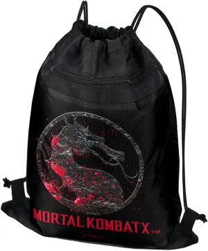 LOGOVISION Mortal Kombat X Splatter Logo Drawstring Backpack Sports Bag Sackpack 17" x 13", Perfect for Gym, Yoga or Practice