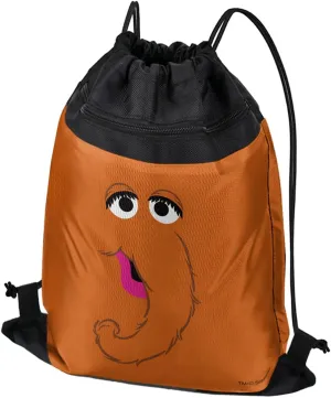 LOGOVISION Sesame Street Snuffleupagus Face Drawstring Backpack Sports Bag Sackpack 17" x 13", Perfect for Gym, Yoga or Practice