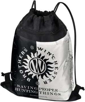 LOGOVISION Supernatural Brothers Winchester Drawstring Backpack Sports Bag Sackpack 17" x 13", Perfect for Gym, Yoga or Practice