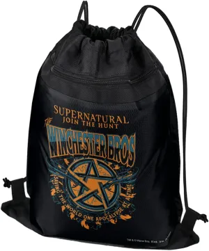 LOGOVISION Supernatural The Winchester Bros Drawstring Backpack Sports Bag Sackpack 17" x 13", Perfect for Gym, Yoga or Practice