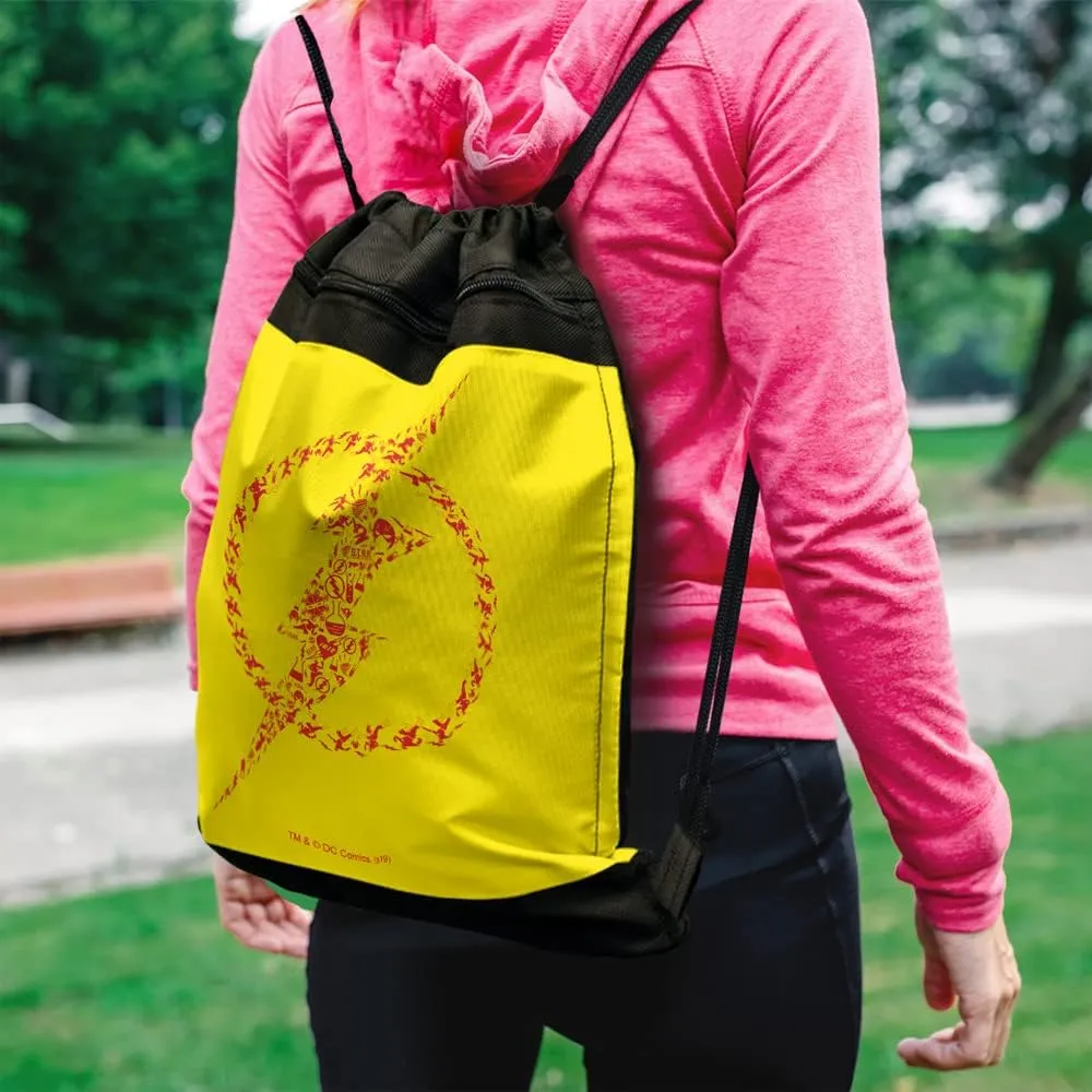 LOGOVISION The Flash Flash Icons Logo Drawstring Backpack Sports Bag Sackpack 17" x 13", Perfect for Gym, Yoga or Practice