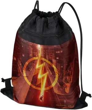 LOGOVISION The Flash TV Series Lightning Streak Drawstring Backpack Sports Bag Sackpack 17" x 13", Perfect for Gym, Yoga or Practice