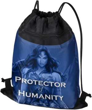 LOGOVISION Wonder Woman Movie Protector of Humanity Drawstring Backpack Sports Bag Sackpack 17" x 13", Perfect for Gym, Yoga or Practice