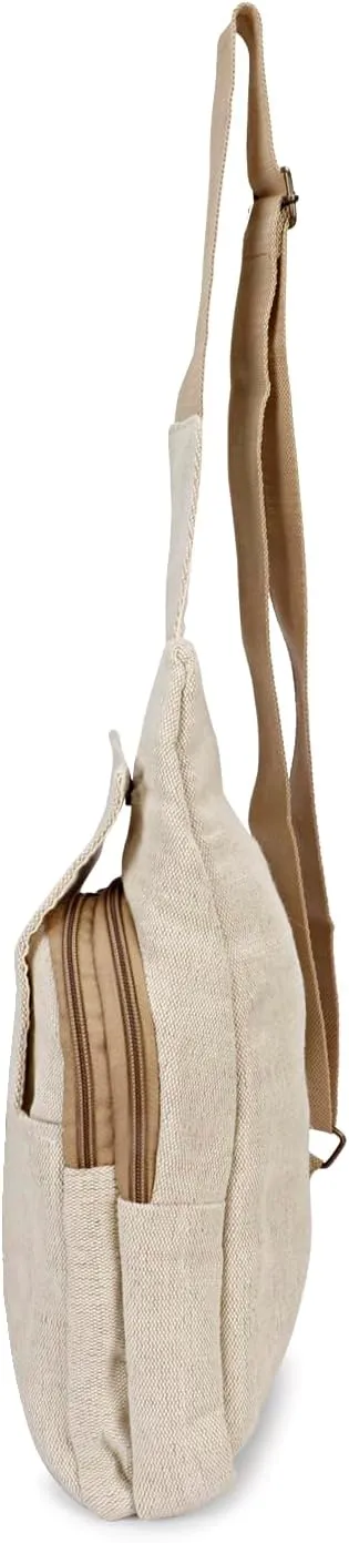 LONGING TO BUY Hemp Sling Backpack- Hemp Cross body Bag- Hemp Shoulder Backpack Adjustable Strap for Men & Women (Designed-Tree)