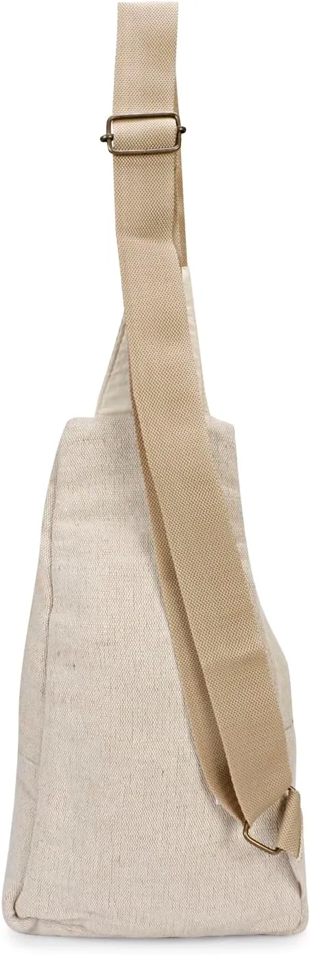 LONGING TO BUY Hemp Sling Backpack- Hemp Cross body Bag- Hemp Shoulder Backpack Adjustable Strap for Men & Women (Designed-Tree)